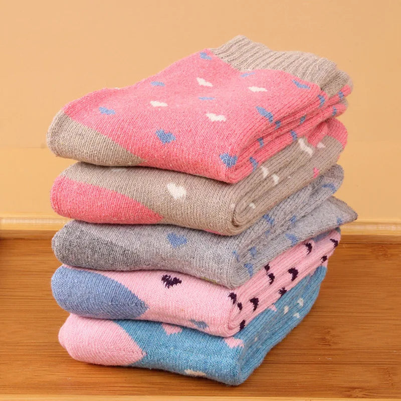 5 Pairs Women's Winter Socks | Retro Japanese Ethnic Knit Wool Blend