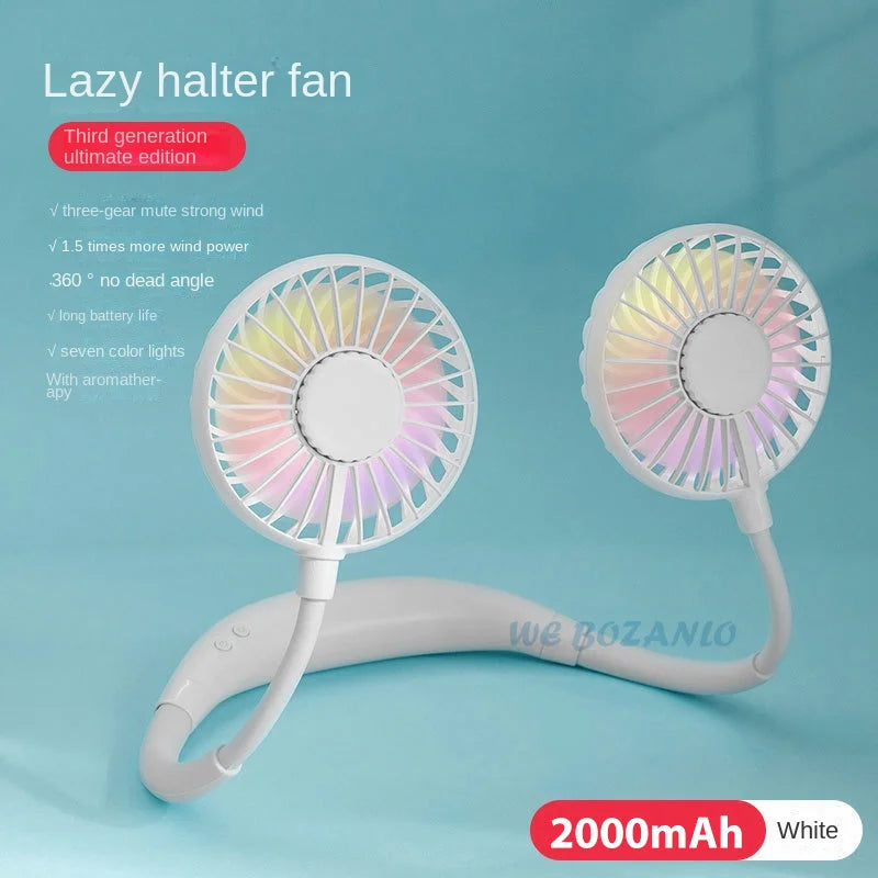 Portable Neck Fan | Hands Free USB Rechargeable 3-Speed Dual Fan Set