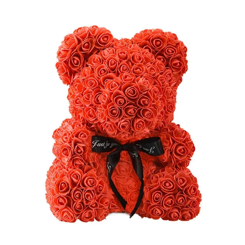 Rose Teddy Bear with Heart | 25cm Everlasting Flower Valentine Gift