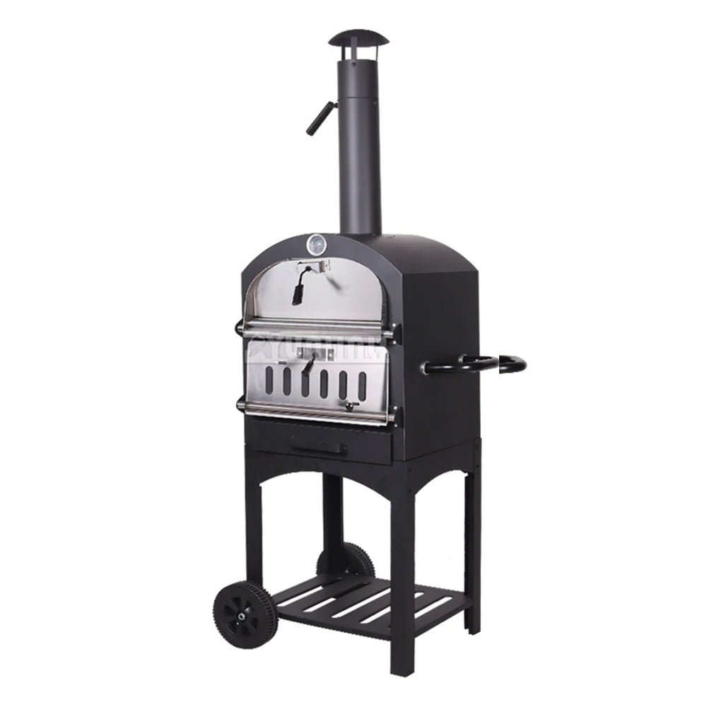 12" Portable Pizza Oven | Outdoor Wood-Fired Charcoal Camping BBQ Grill