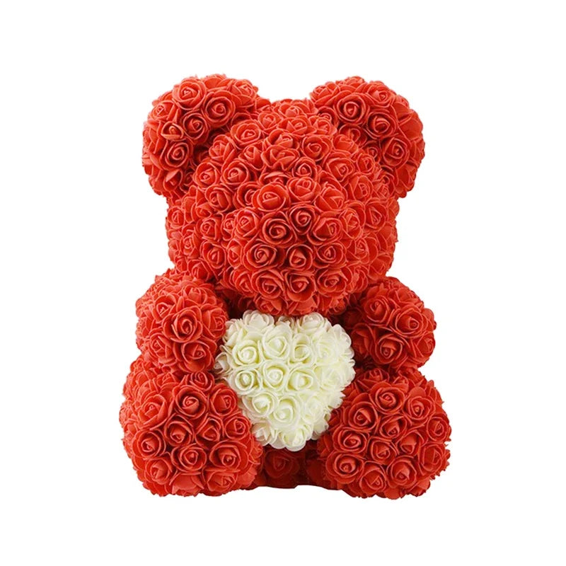 Rose Teddy Bear with Heart | 25cm Everlasting Flower Valentine Gift