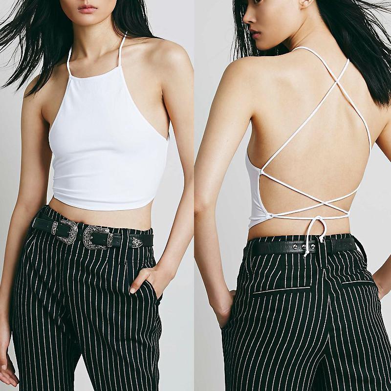 6 Colors All-match Sexy Backless Bandage Halter Crop Top Women's Summer Fashion Candy Short Camis Cropped Bustier Top - Buy Confidently with Smart Sales Australia