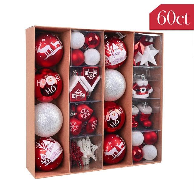 60 Piece Christmas Tree Ornament Set for Gift and Home Decor - Buy Confidently with Smart Sales Australia