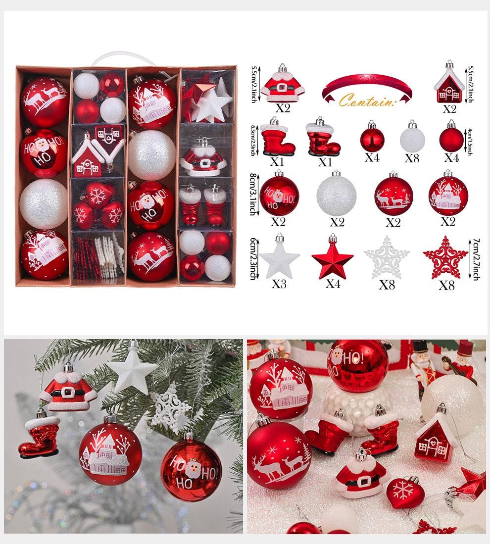 60 Piece Christmas Tree Ornament Set for Gift and Home Decor - Buy Confidently with Smart Sales Australia