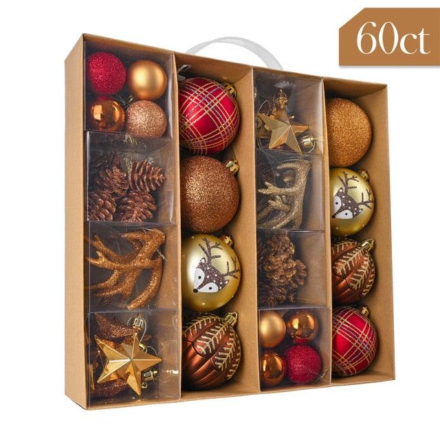 60 Piece Christmas Tree Ornament Set for Gift and Home Decor - Buy Confidently with Smart Sales Australia