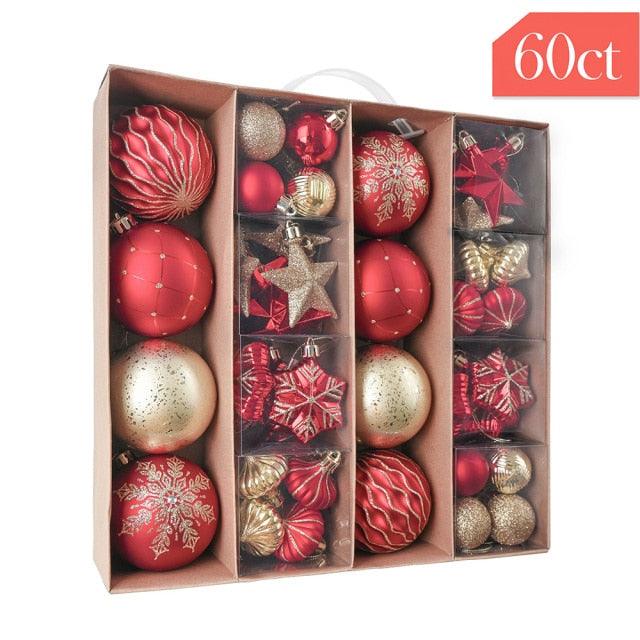 60 Piece Christmas Tree Ornament Set for Gift and Home Decor - Buy Confidently with Smart Sales Australia