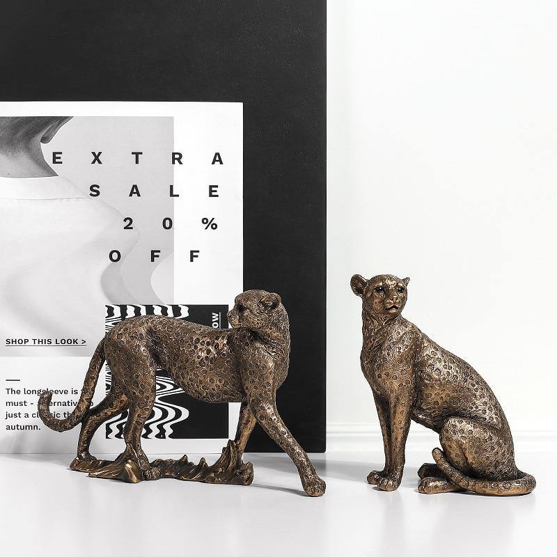 Leopard Gold Cheetah Figurine Ornaments for Home and Office Decor - Buy Confidently with Smart Sales Australia
