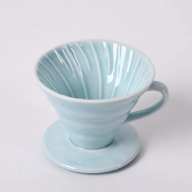 MICCK Ceramic Reusable Coffee Drip Filter Cup Heat Resistant V60 Style Coffee Dripper 2/4Cups Separate Stand For Coffee Pot - Buy Confidently with Smart Sales Australia