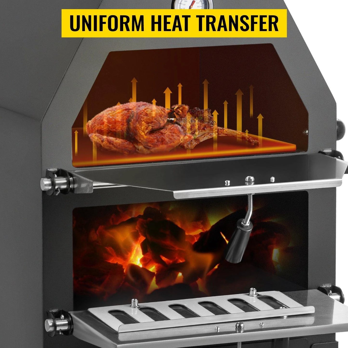 Portable Outdoor Wood Charcoal Fired Pizza Oven Accessories Built In Thermometer - Buy Confidently with Smart Sales Australia
