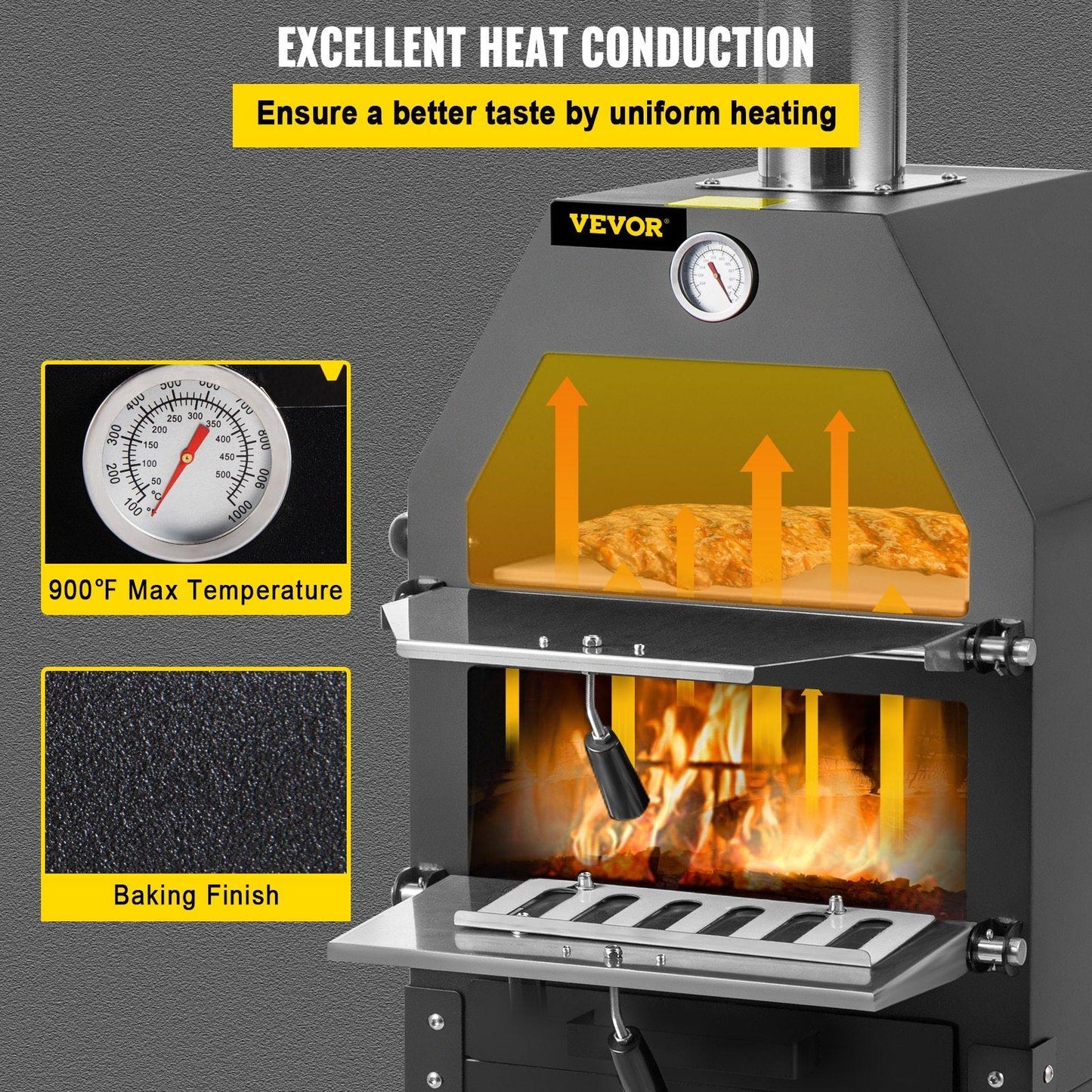 Portable Outdoor Wood Charcoal Fired Pizza Oven Accessories Built In Thermometer - Buy Confidently with Smart Sales Australia