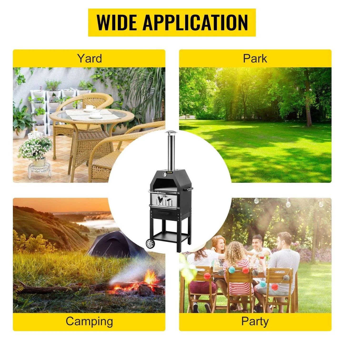Portable Outdoor Wood Charcoal Fired Pizza Oven Accessories Built In Thermometer - Buy Confidently with Smart Sales Australia