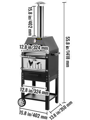 Portable Outdoor Wood Charcoal Fired Pizza Oven Accessories Built In Thermometer - Buy Confidently with Smart Sales Australia