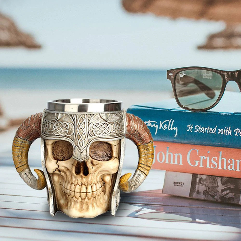 Stainless Steel Viking Ram Skull Design Mug - Buy Confidently with Smart Sales Australia