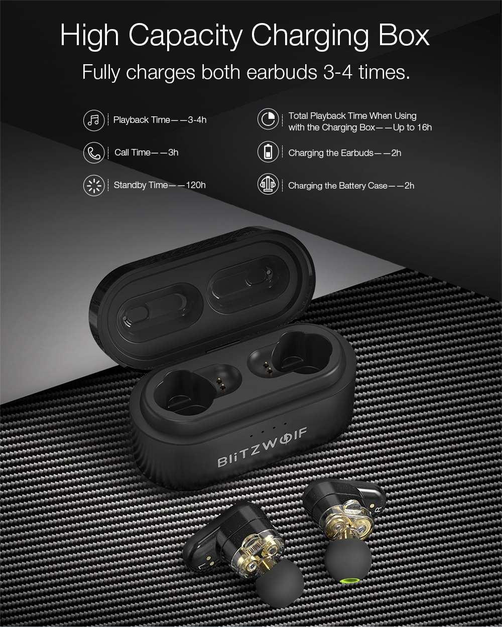 Wireless Blitzwolf BW-FYE7 Bluetooth 5.0 Dual Dynamic Driver In-ear Earphone Portable Charger Box 3D Stereo Bass Call Earbud - Buy Confidently with Smart Sales Australia