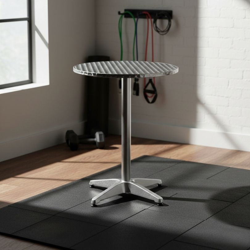 Set of 2 Outdoor Bar Table | Aluminium Round 70-110CM Adjustable