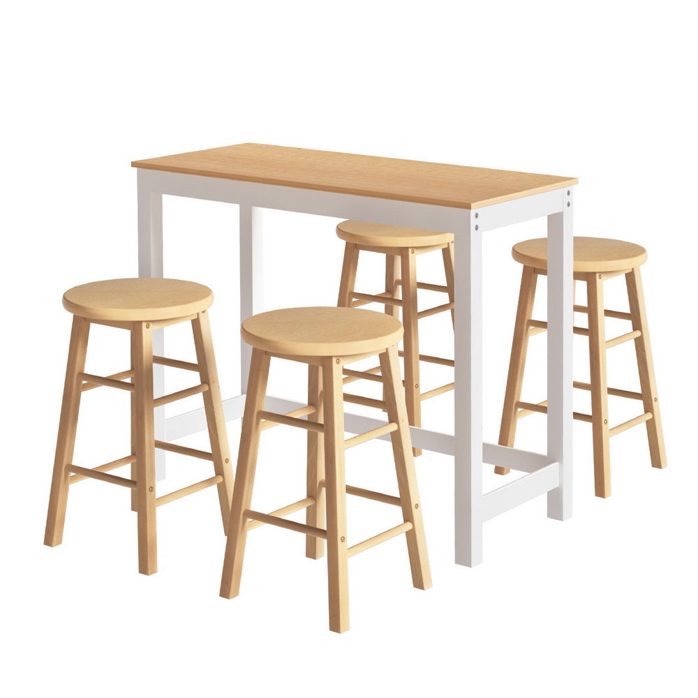 Bar Table and Stools Set (4 Chairs) | Pub Dining Desk Kitchen Cafe