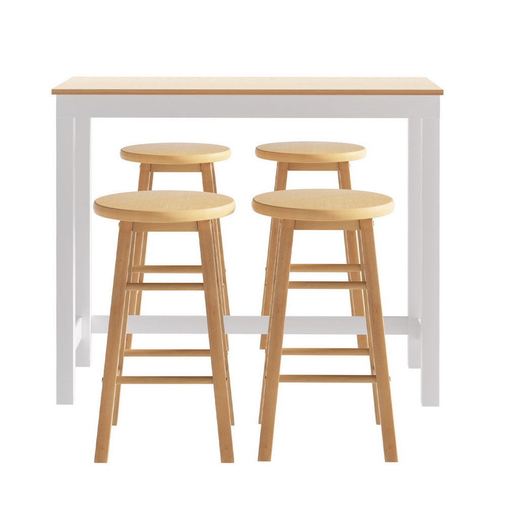 Bar Table and Stools Set (4 Chairs) | Pub Dining Desk Kitchen Cafe