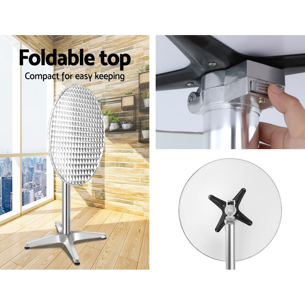 Set of 2 Outdoor Bar Table | Aluminium Round 70-110CM Adjustable