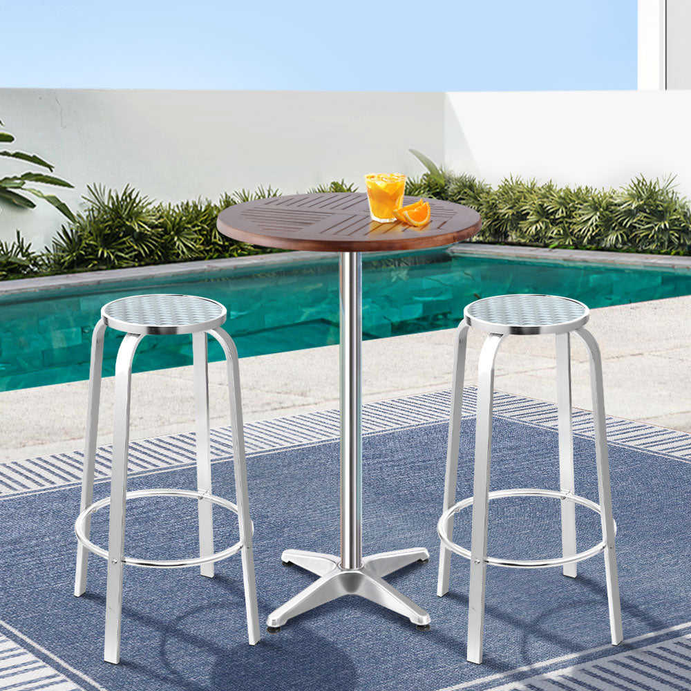 3-Piece Outdoor Bar Set | Bistro Table Stools Adjustable Height