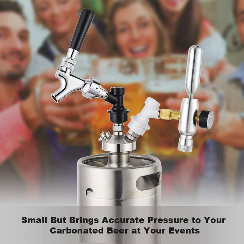Portable Mini Keg CO2 Charger Kit | 0-60PSI Regulator & Ball Lock