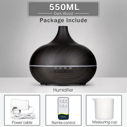 500ml Wood Grain Essential Oil Diffuser | Ultrasonic Aroma Humidifier