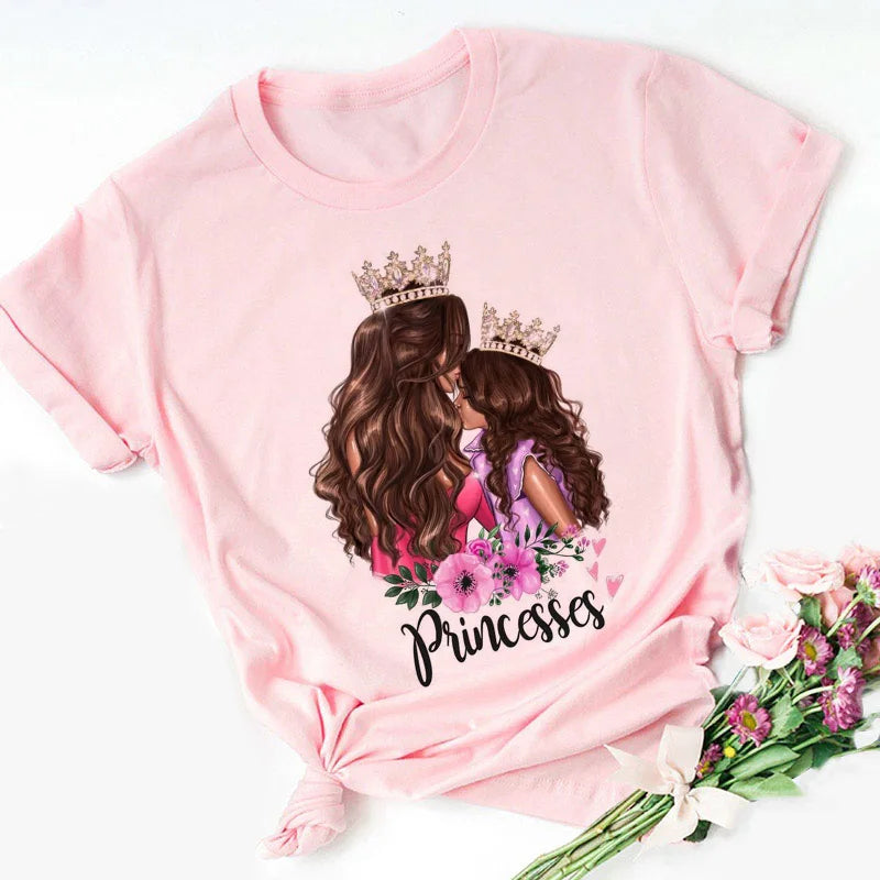 Super Mom Graphic T-Shirt | Pink Harajuku Mother's Love Summer Tee