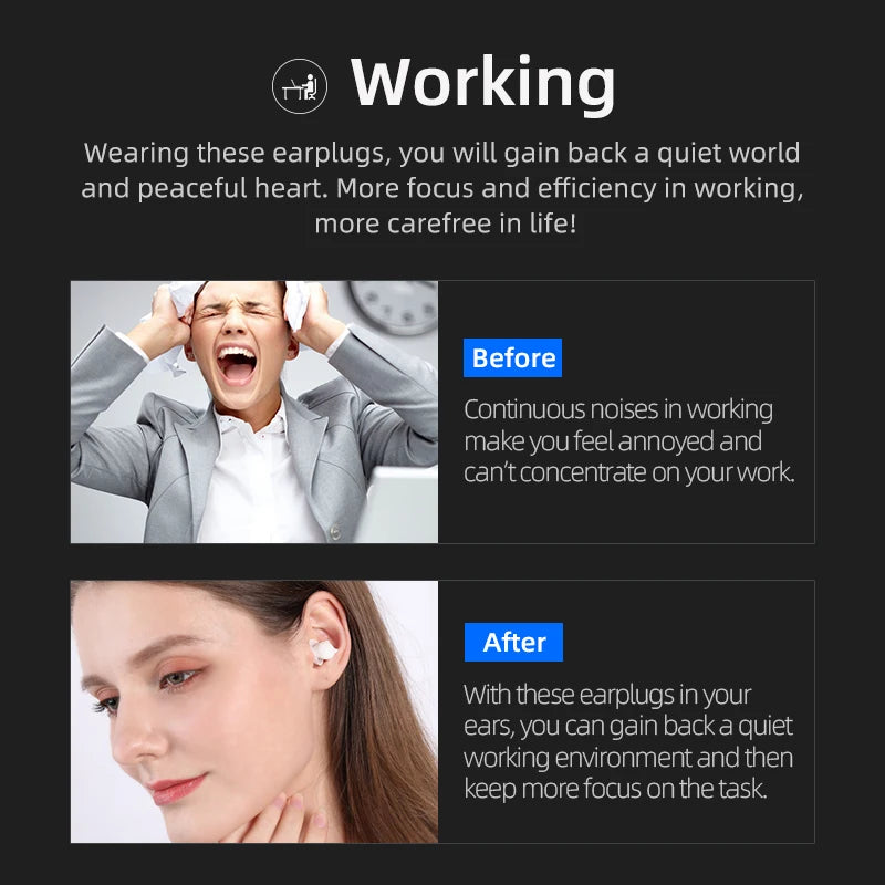 Silicone Ear Plugs - 40dB Noise Reduction Soft Sleeping Pair