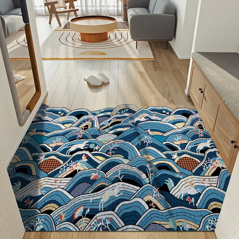 Washable Non-Slip Rug - Great Wave Sun Door Mat