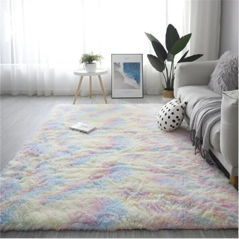 Soft Fluffy Tie-Dye Rug - Modern Plush Shaggy Area Carpet