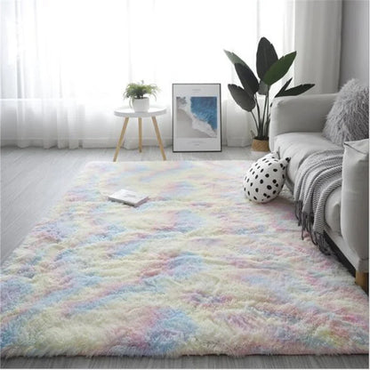 Soft Fluffy Tie-Dye Rug - Modern Plush Shaggy Area Carpet