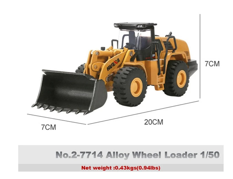 Alloy Diecast Excavator Loader | 1:50 Scale Metal Construction Model