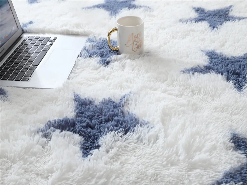 Non-slip Tie-dye Star Area Rug - Plush Living Room & Kids Mat