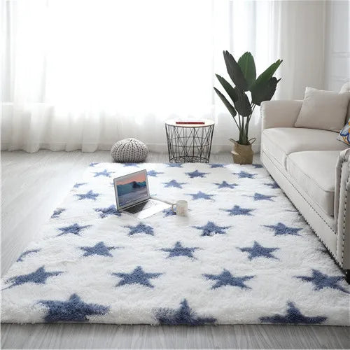 Non-slip Tie-dye Star Area Rug - Plush Living Room & Kids Mat