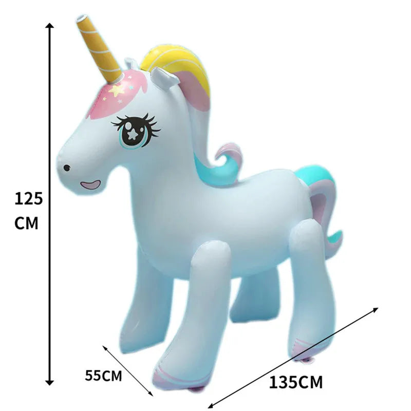 160cm Giant Inflatable Unicorn Water Sprinkler - Outdoor Summer Toy