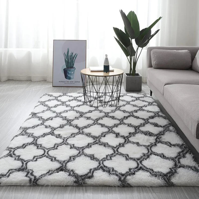 Soft Fluffy Tie-Dye Rug - Modern Plush Shaggy Area Carpet