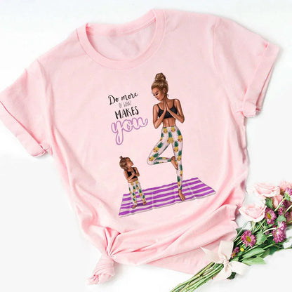 Super Mom Graphic T-Shirt | Pink Harajuku Mother's Love Summer Tee