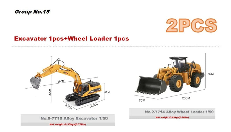 Alloy Diecast Excavator Loader | 1:50 Scale Metal Construction Model