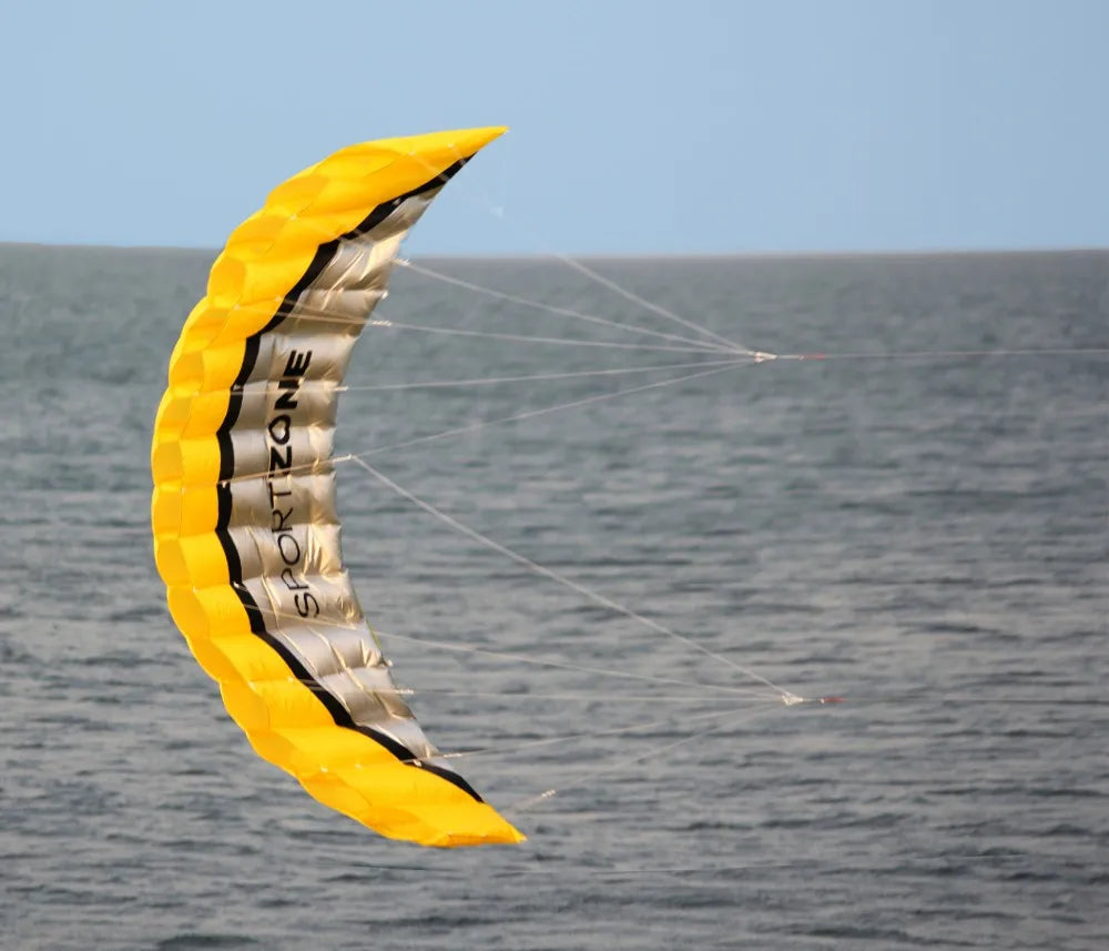 2.5m Yellow Dual Line Parafoil Kite - High-Power Stunt Kite