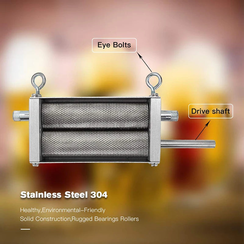 Adjustable 2-Roller Grain Mill | Stainless Malt Crusher & Homebrew Tool