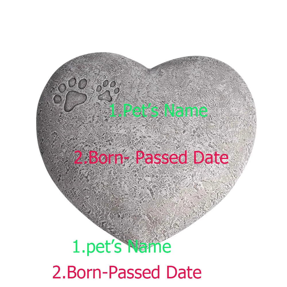 Heart Shaped Pet Memorial Stone - Weatherproof Paw Print Tribute