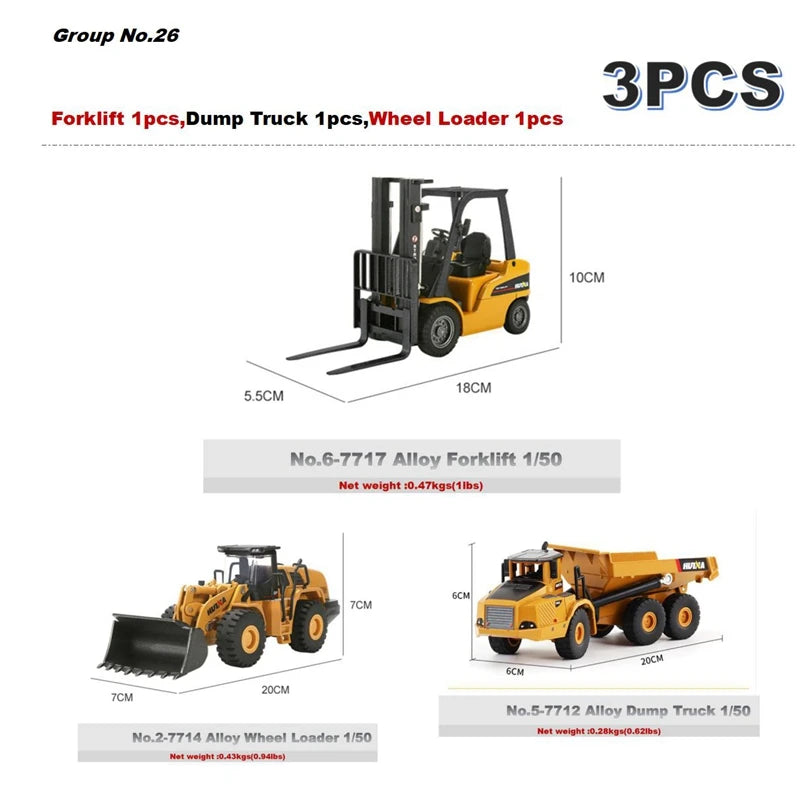 Alloy Diecast Excavator Loader | 1:50 Scale Metal Construction Model
