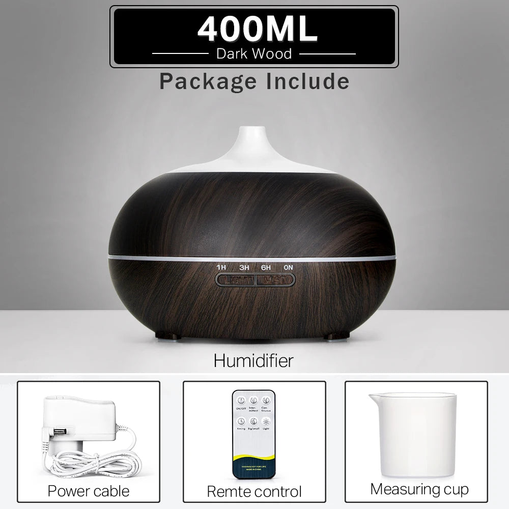 500ml Wood Grain Essential Oil Diffuser | Ultrasonic Aroma Humidifier
