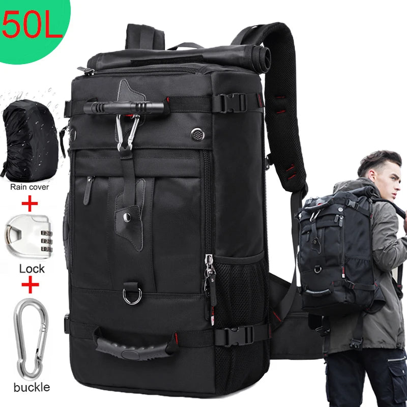 50L Waterproof Travel Backpack | 17.3" Laptop Multifunction Hiking Bag