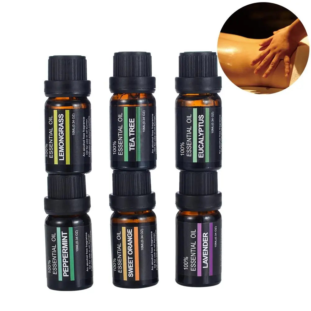6-Piece 10ml Pure Natural Essential Oils Gift Set - 6 Scents