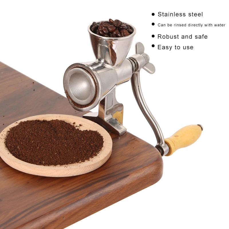 Manual Grain & Coffee Grinder - Adjustable Stainless Steel Mill