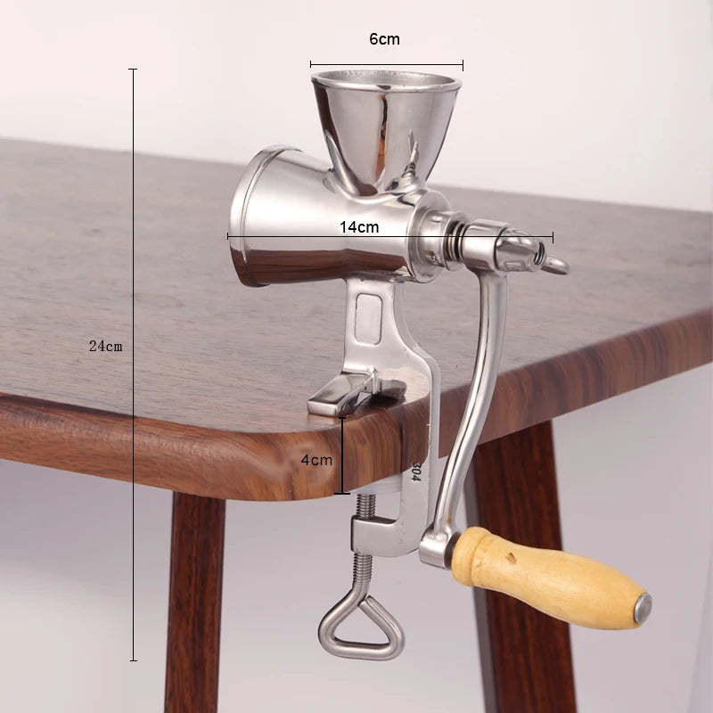 Manual Grain & Coffee Grinder - Adjustable Stainless Steel Mill
