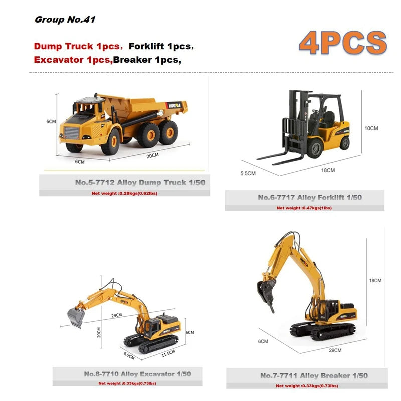 Alloy Diecast Excavator Loader | 1:50 Scale Metal Construction Model