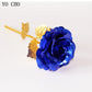 24K Gold Foil Eternal Galaxy Rose - Colorful Flower with "Love" Base