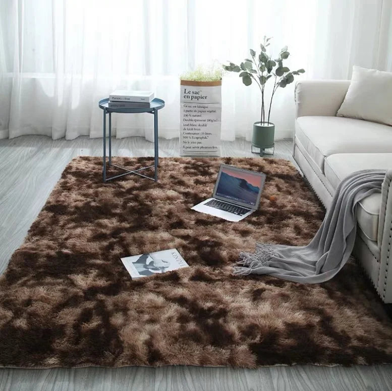 Soft Fluffy Tie-Dye Rug - Modern Plush Shaggy Area Carpet