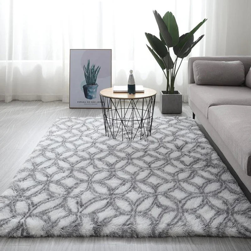 Soft Fluffy Tie-Dye Rug - Modern Plush Shaggy Area Carpet